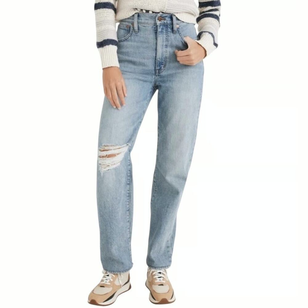 Madewell The Perfect Vintage Jeans Tapered Ankle Ripped Knee Distressed 31